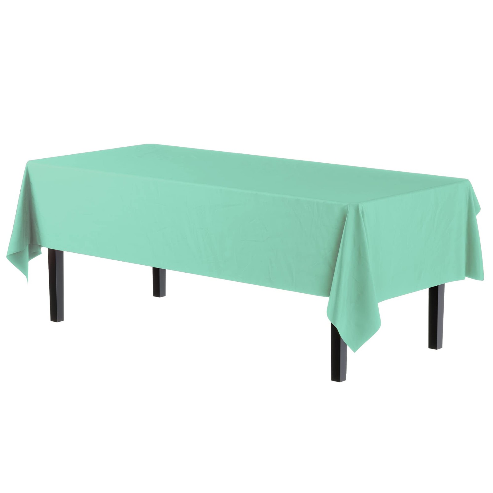 12-Pack Premium Plastic Tablecloth 54in. x 108in. Rectangle Table Cover - Min... gallery