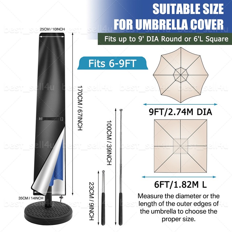 Patio Outdoor Umbrella Protective Canopy Parasol Cover fit 6' 8' 9' 11'FT Market gallery