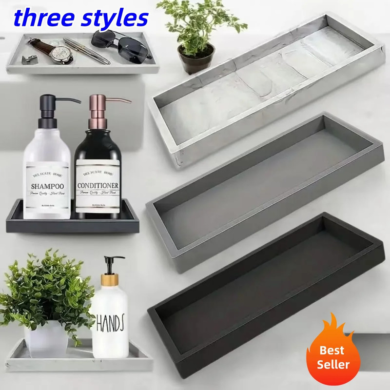 A Multifunctional Bathroom Countertop Storage Tray, Hand Sanitizer Shampoo Displ gallery