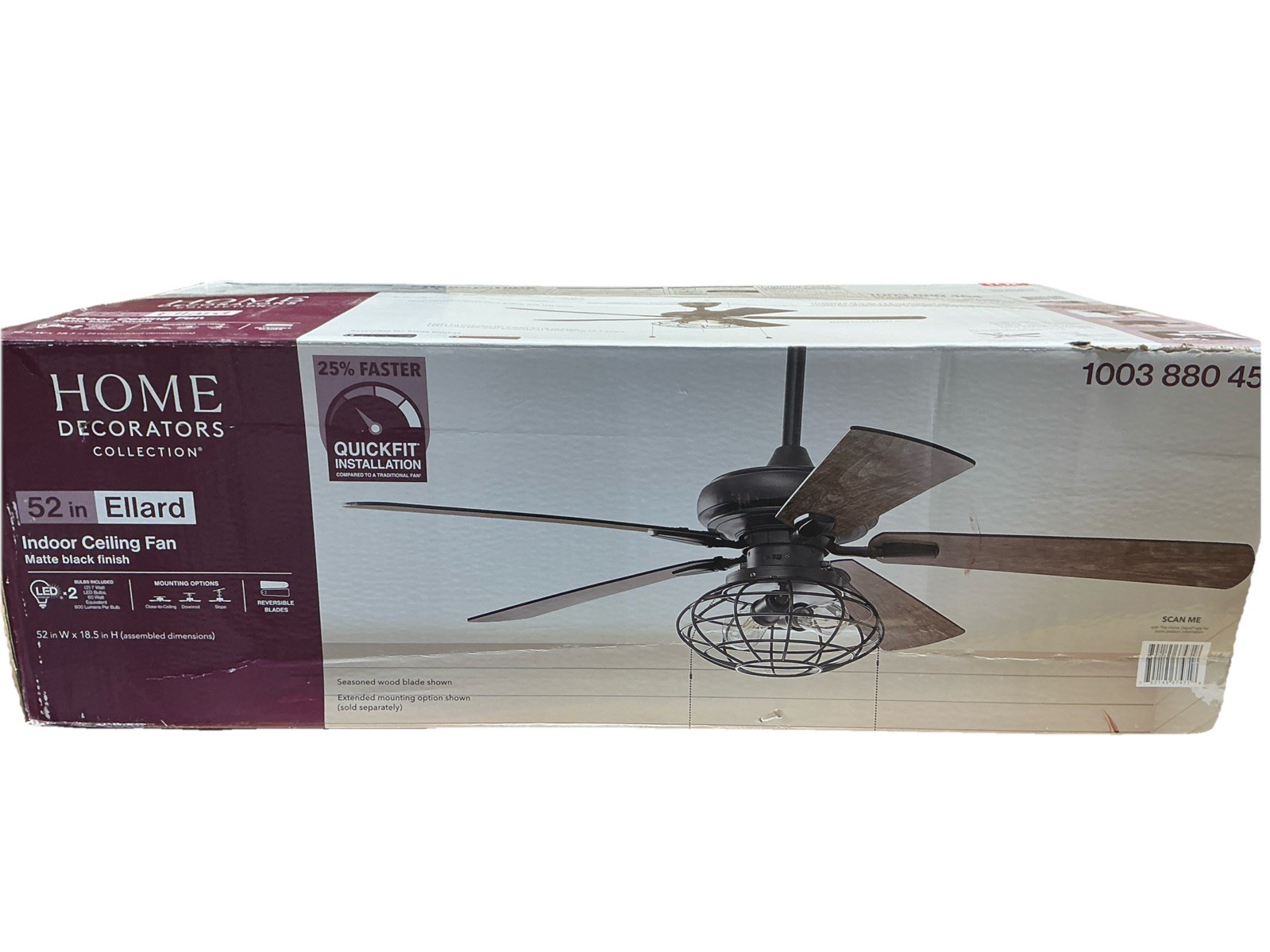 Home Decorators Ellard 52 in. LED Matte Black Ceiling Fan gallery