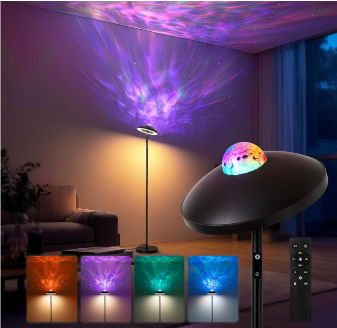 Lámpara de pie LED RGB con proyector de estrellas, luz regulable 3000-6000K, con gallery