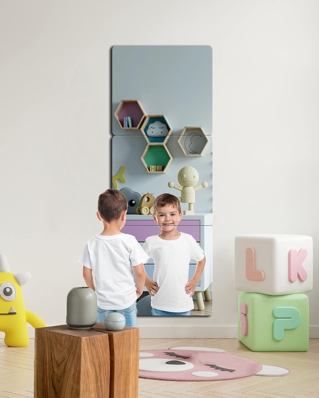 Unbreakable Plexiglass Acrylic Mirror for 8"L x 8"W, Silver gallery