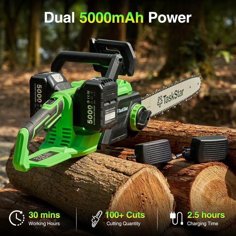 Taskstar 40V 16-Inch Cordless Chainsaw Brushless Saw 2×5.0Ah Battery & Charger gallery