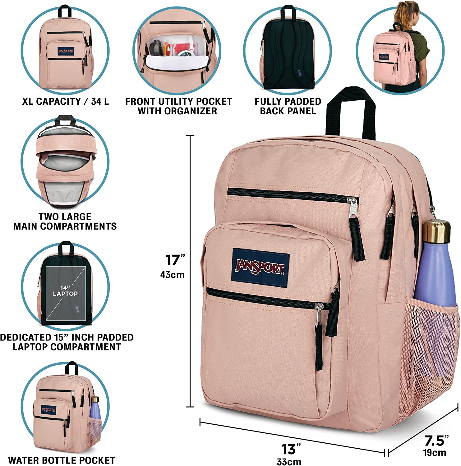 JanSport Big Student Backpack, Red/Multi Hippie Days 4