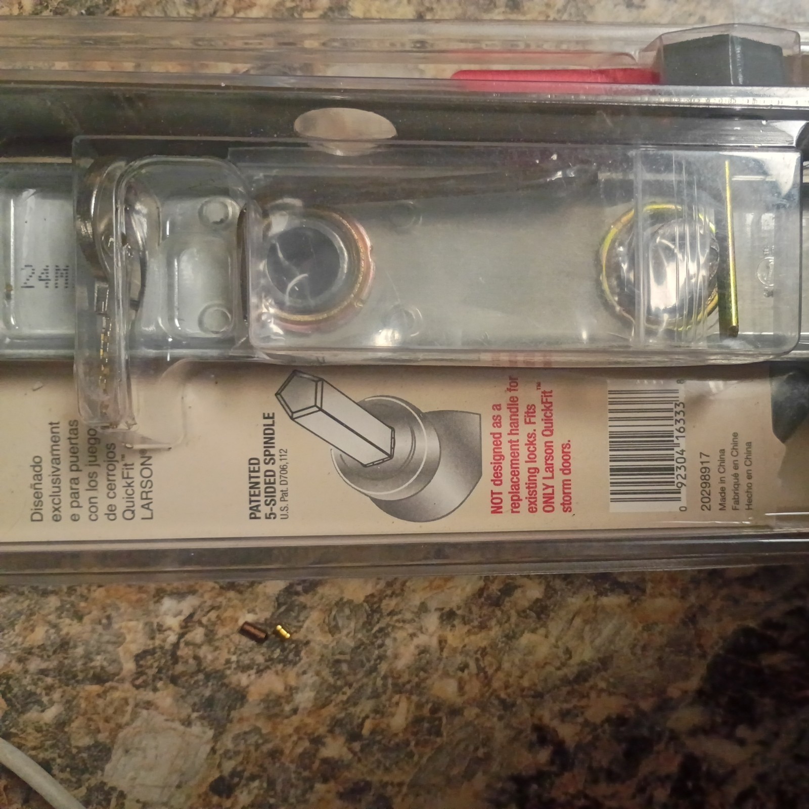 Larson QuickFit Keyed Storm Door Straight Handle Set - Brushed Nickle 20298917 gallery