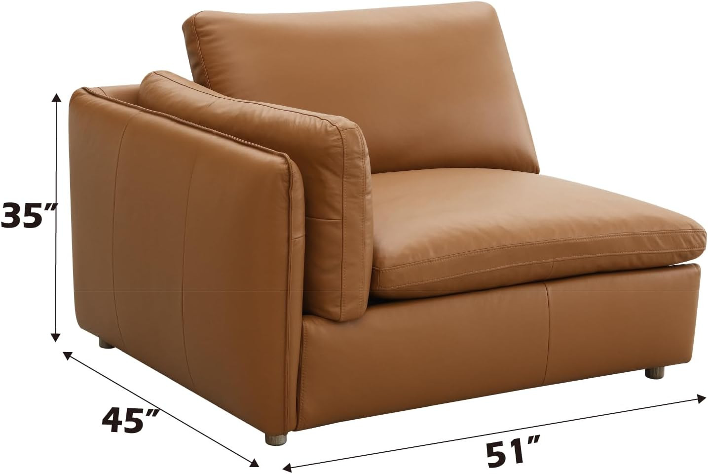 Tan Top Grain Leather Sectional Sofa - Brighton Contemporary Design gallery