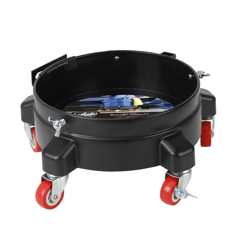 Auto Drive 12-inch Plastic Garage Bucket Dolly, 5 Wheel with Lockable Casters gallery