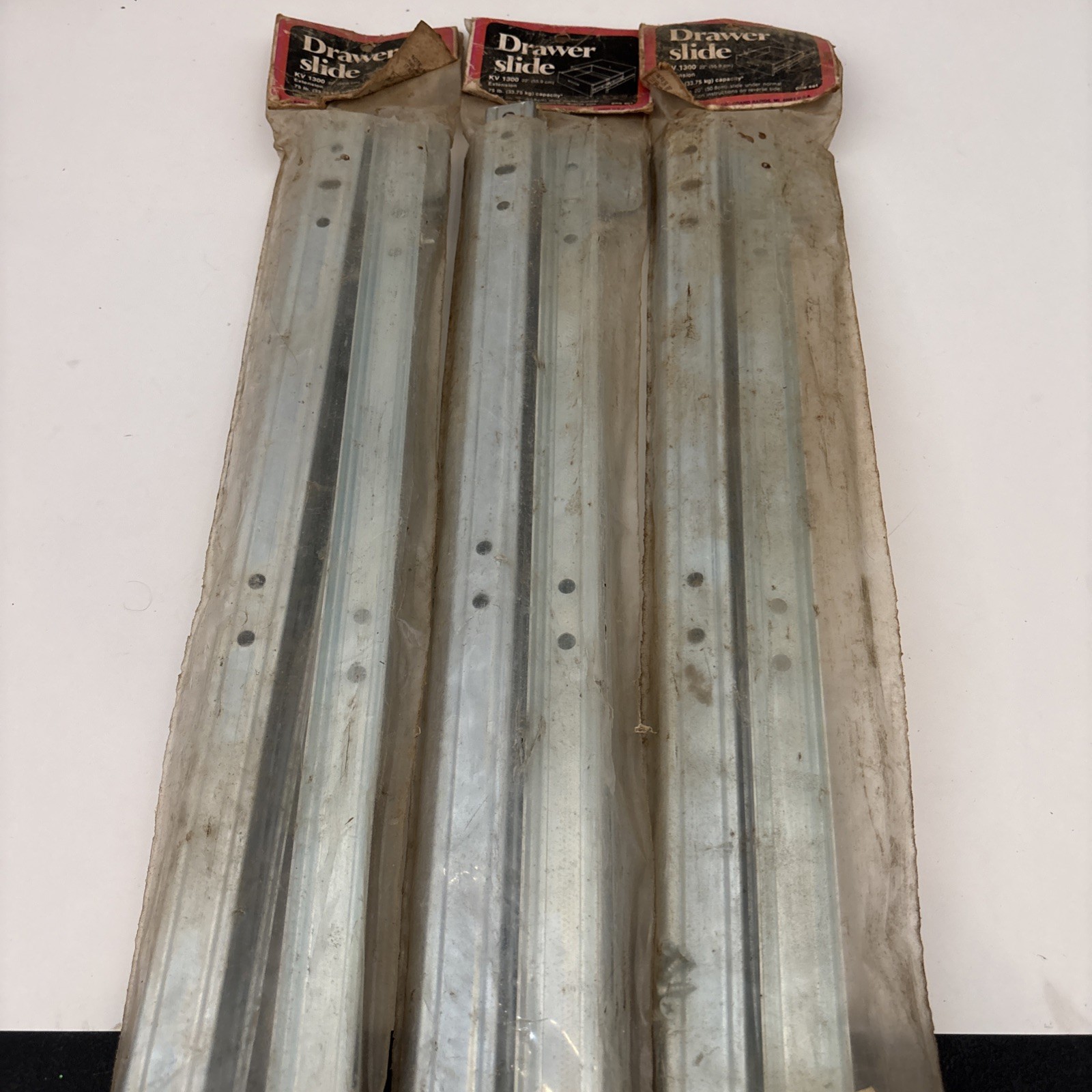 Drawer Slide 22"L 75 lb Capacity Steel Knape & Vogt 1300 (3-sets) sealed gallery
