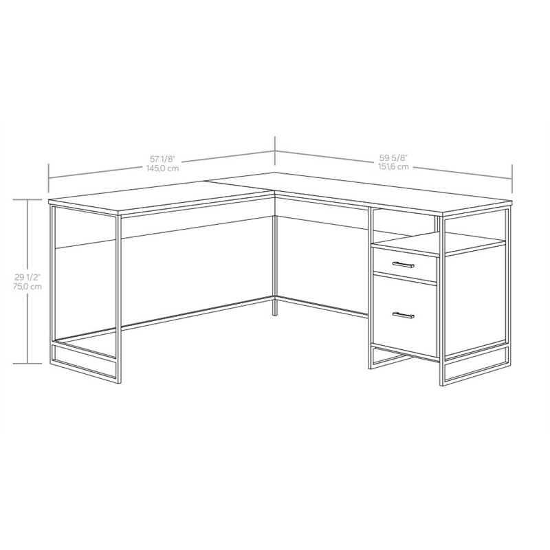 Sauder Tremont Row Engineered Wood/Metal L-Desk in Mystic Oak gallery