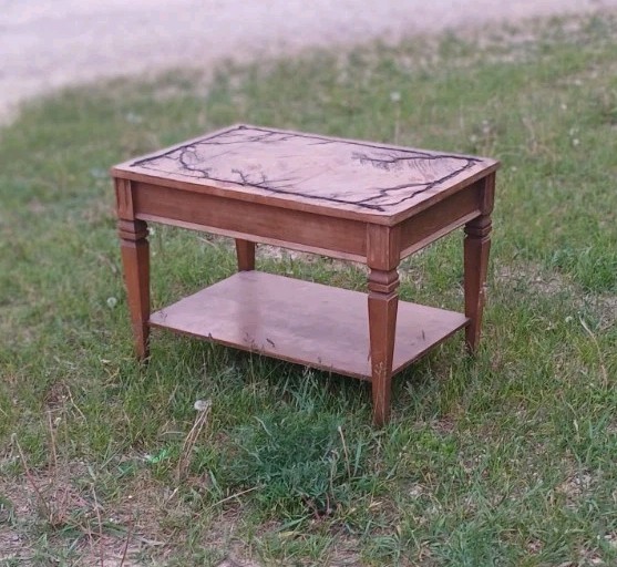 Rectangular Brown Wooden Side Table with Lower Shelf, 30x18x28 in, Indoor gallery