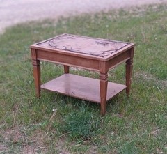 Rectangular Brown Wooden Side Table with Lower Shelf, 30x18x28 in, Indoor