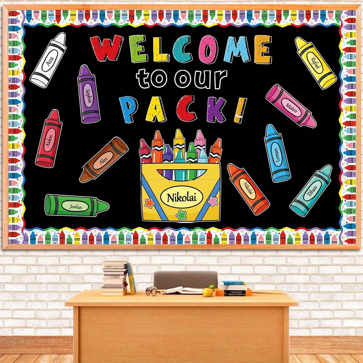 87Pcs Classroom Bulletin Board Decorations Set，Back to School Crayon Themed Clas gallery