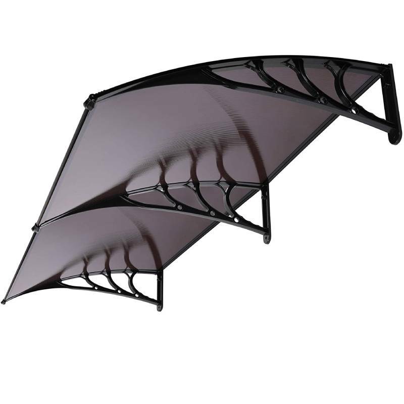 40"x80'' Polycarbonate Window Door Outdoor Awning Canopy w/ black Bracket Brown gallery