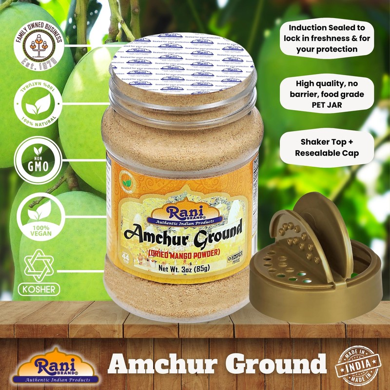 Rani Amchur (Mango) Ground Powder Spice 3oz (85g) PET Jar gallery