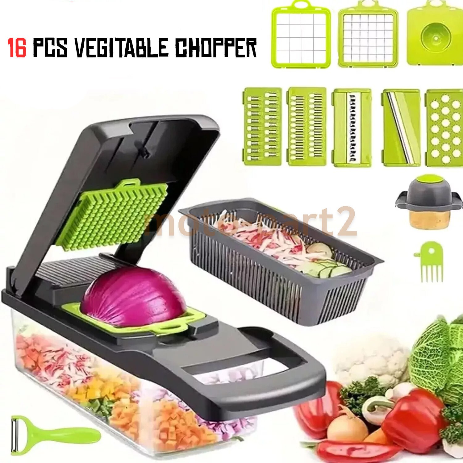 16-In-1 Vegetable Fruit Kitchen Chopper Cutter Food Onion Veggie Dicer Slicer US gallery