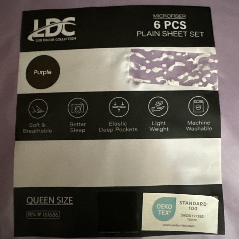 LDC LUX DECOR COLLECTION Purple Microfiber 6 Pc Queen Sheet Set Deep Pocket Soft gallery