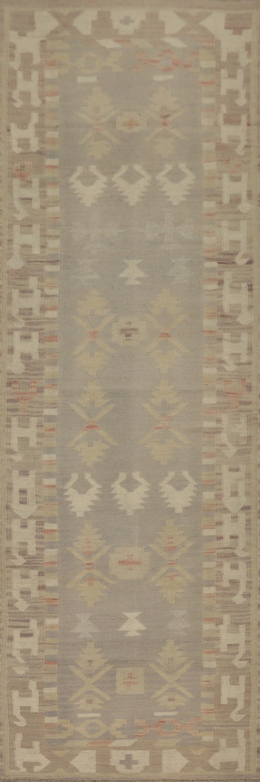 Geometric Kilim Handwoven 10 ft Runner Rug 3x10 Geometric Oriental Carpet gallery