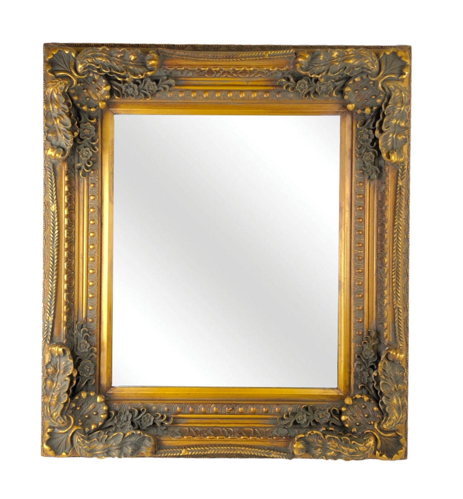 Large Gilt Wood & Plaster Baroque Rococo Regency Beveled Wall Mirror 31 x 35" gallery