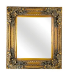 Large Gilt Wood & Plaster Baroque Rococo Regency Beveled Wall Mirror 31 x 35″