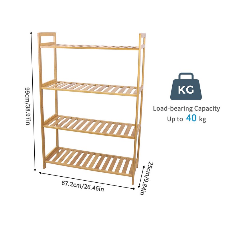 Adjustable Bathroom Kitchen Storage Bamboo 4 Shelves Floor Height Flower Stand gallery