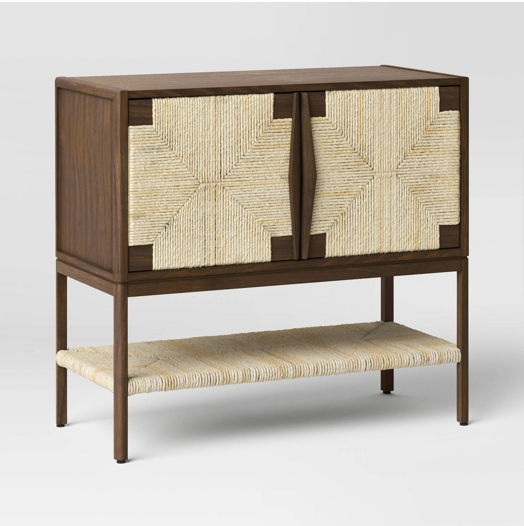 Withania 2 Door Cabinet - Threshold": Vintage Woven Accent, Wood Composite,... gallery