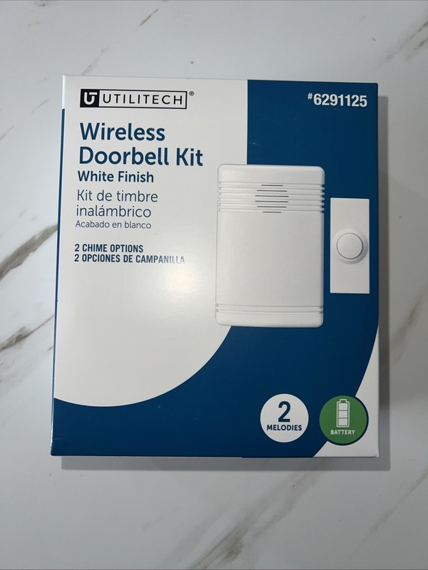 Utilitech Wireless Doorbell Kit White Finish 2 Chime Options Battery Powered gallery