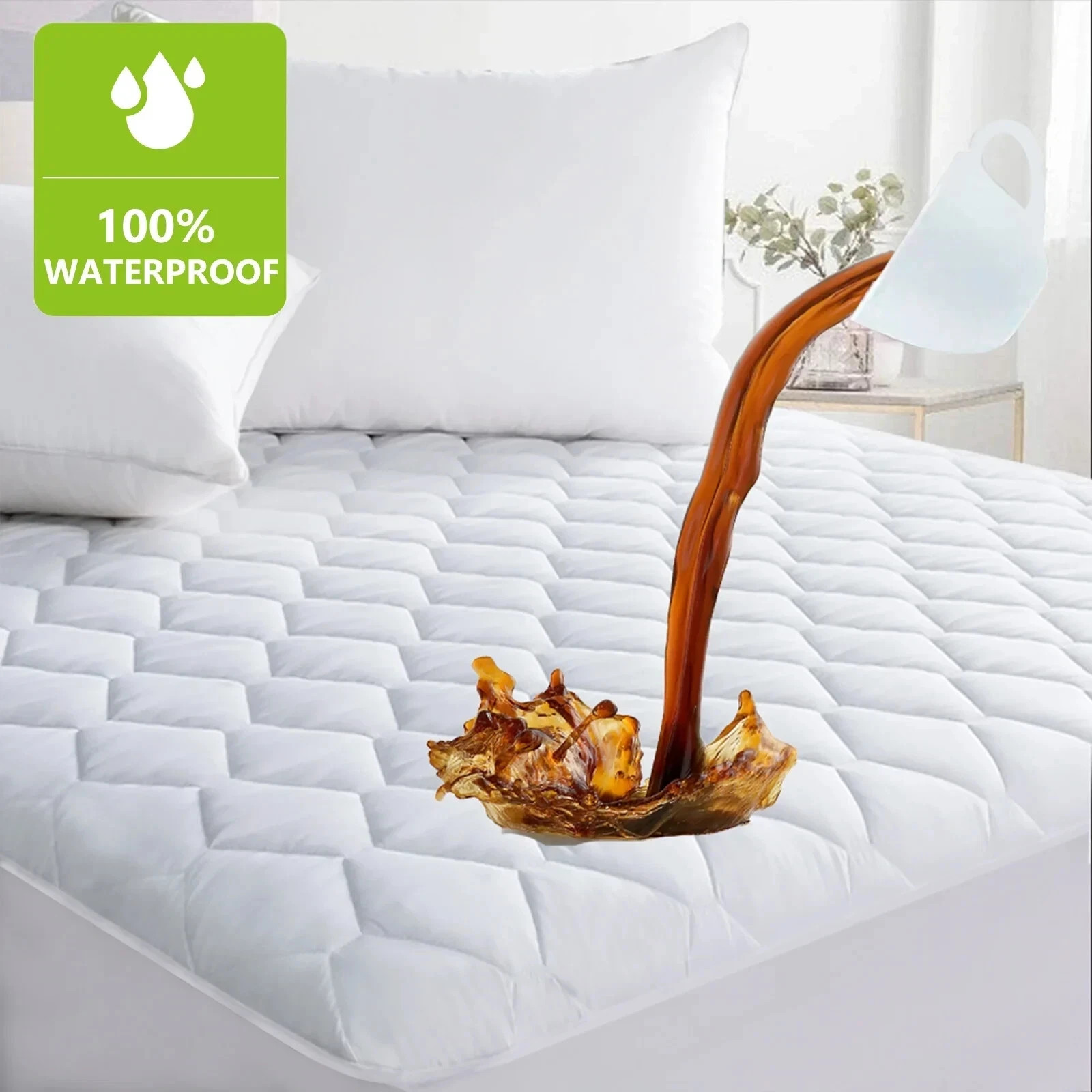 100% Waterproof Mattress Protector Mattress Pad Quilted Mattress Cover USA Size gallery