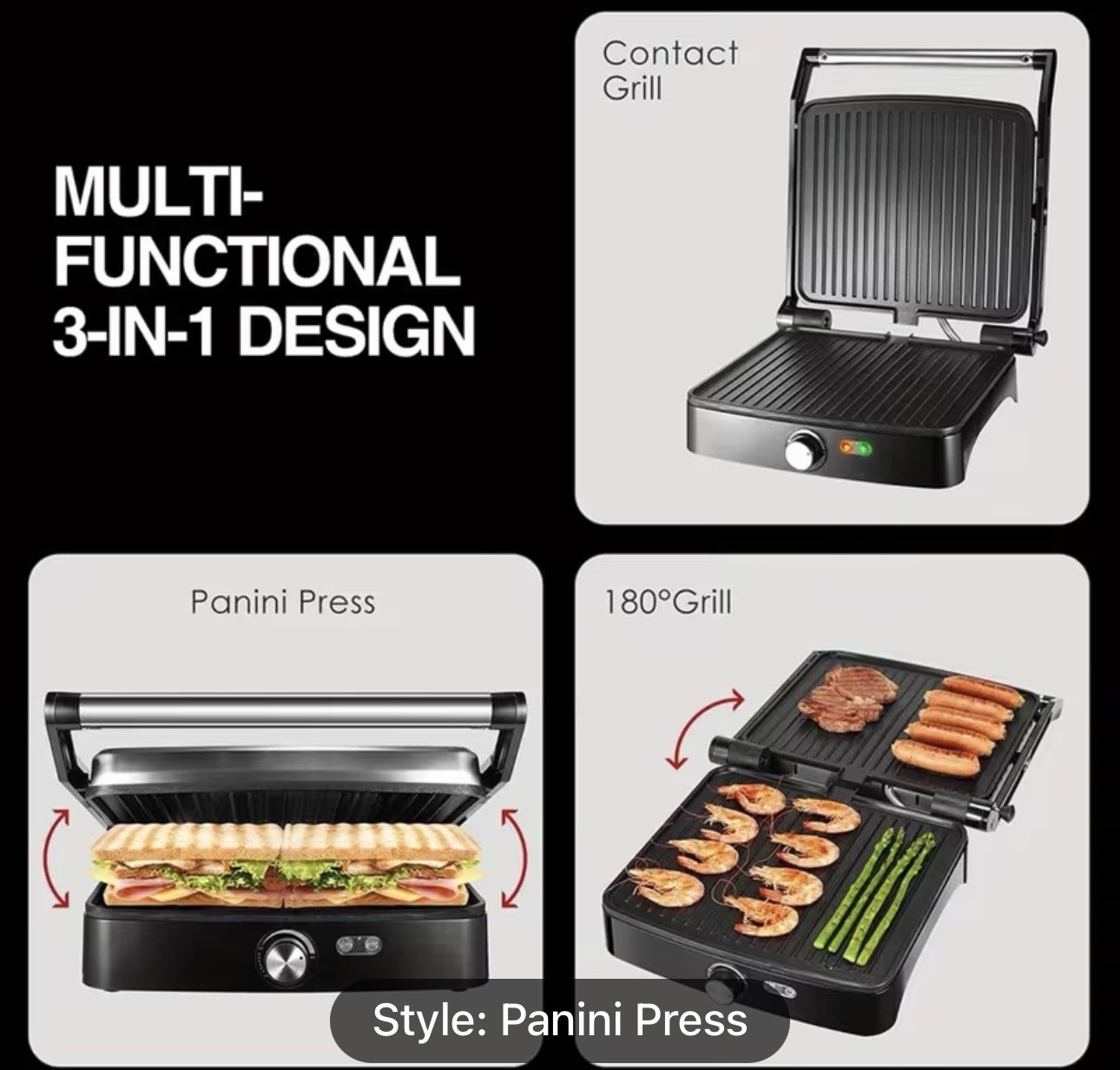 Ostba Bosch HMT72M450 Panini Press Contact Grill 180° Grill Non-Stick Black gallery