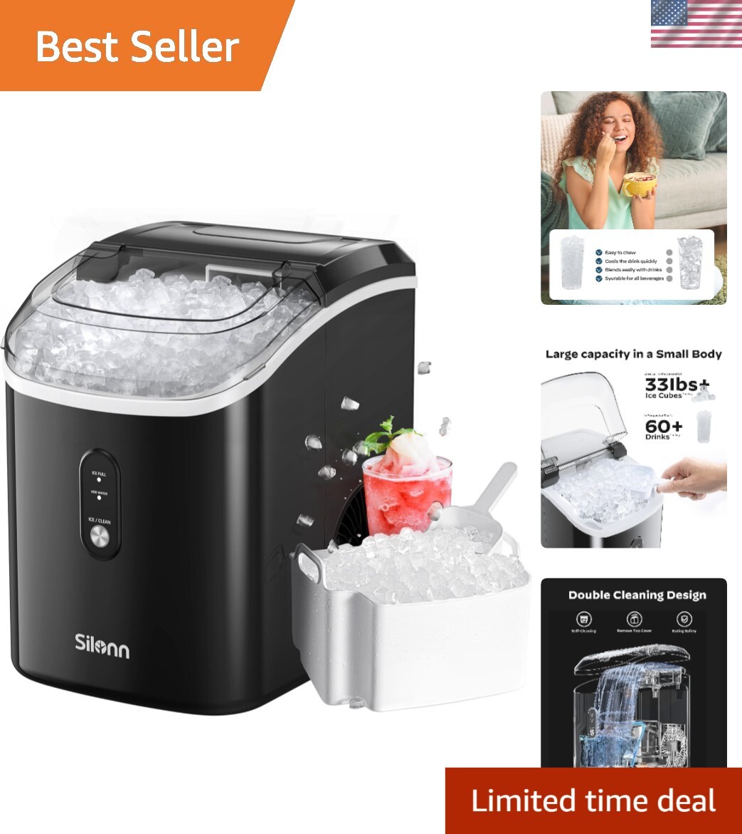 Luxury Nugget Ice Maker: Countertop Machine, 33lbs/day, Self-Cleaning & Quiet gallery