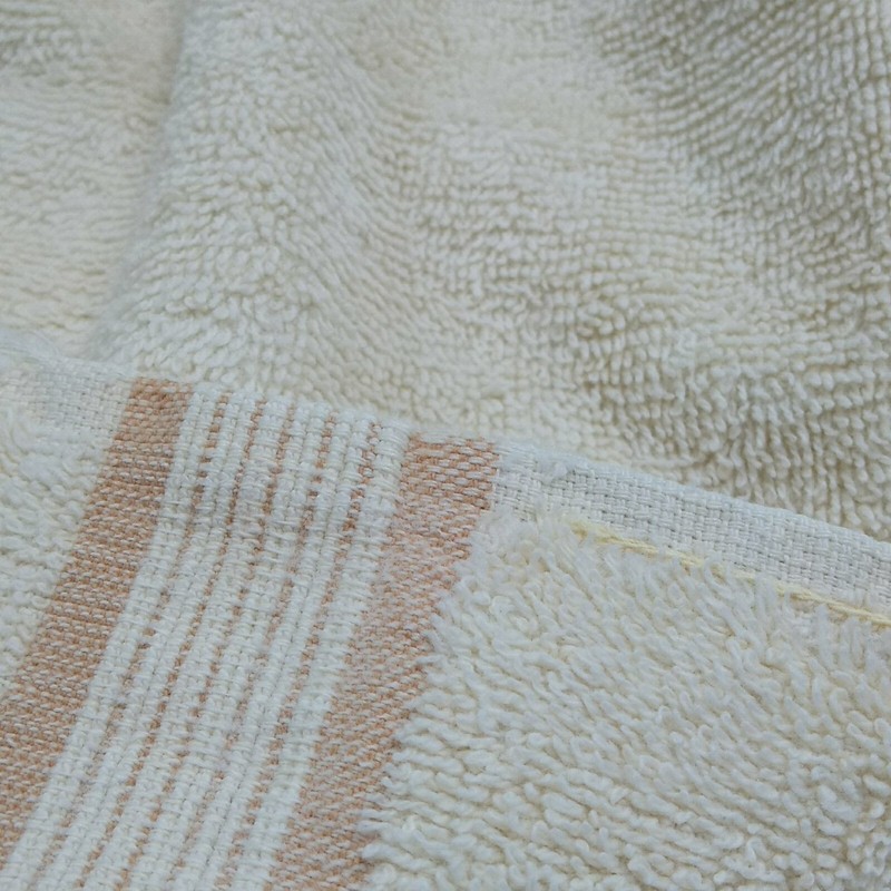 Vintage Cannon Bath Towel - Beige Solid Cream Stripe - USA Made - 47 x 24 in gallery