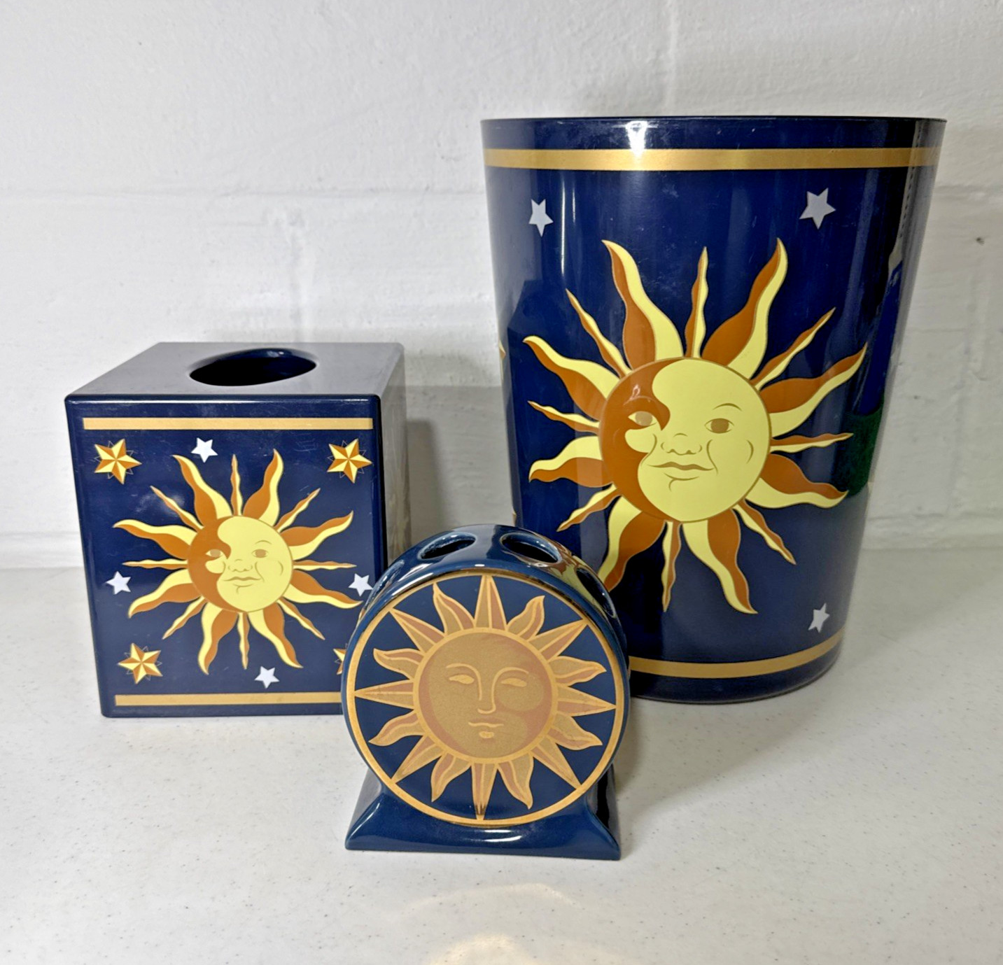 Vtg Celestial Moon Sun & Stars Spring Maid Cosmos 3 piece Bathroom Set 90s Y2K gallery