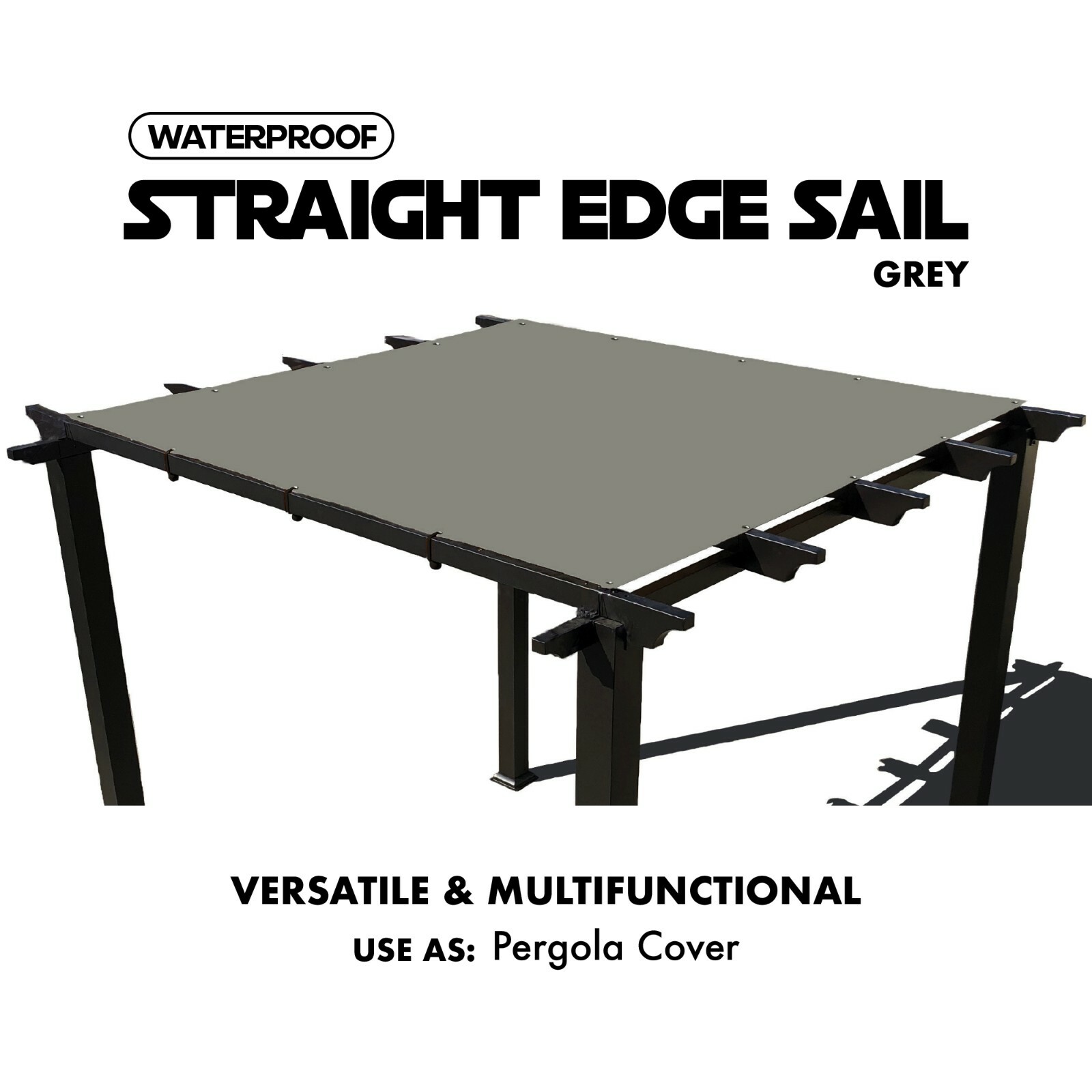 Heavy Duty Waterproof Straight Edge Sun Shade Sail Shade Canopy Cover in Grey gallery