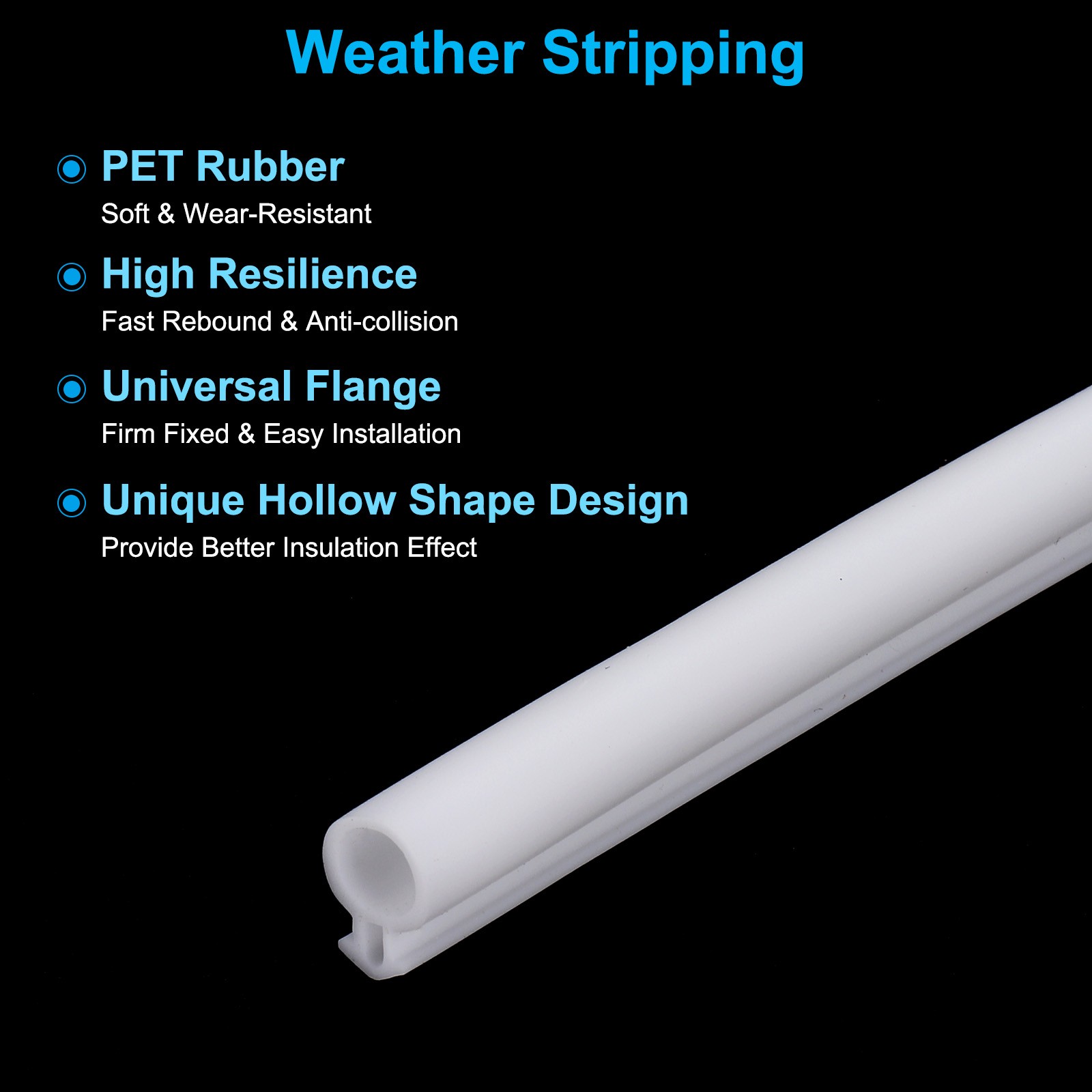 16.4Ft Weather Stripping Door Seal, TPE 9/32" Dia Kerf Sealing Strip, White gallery