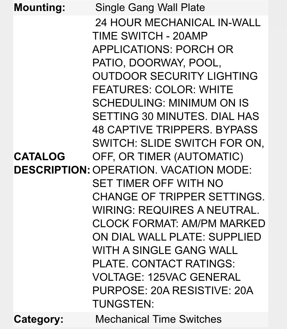 🔴Tork 701B Electromechanical Time Switch Easy Set In Wall Timer 20A 24Hr‼️ gallery