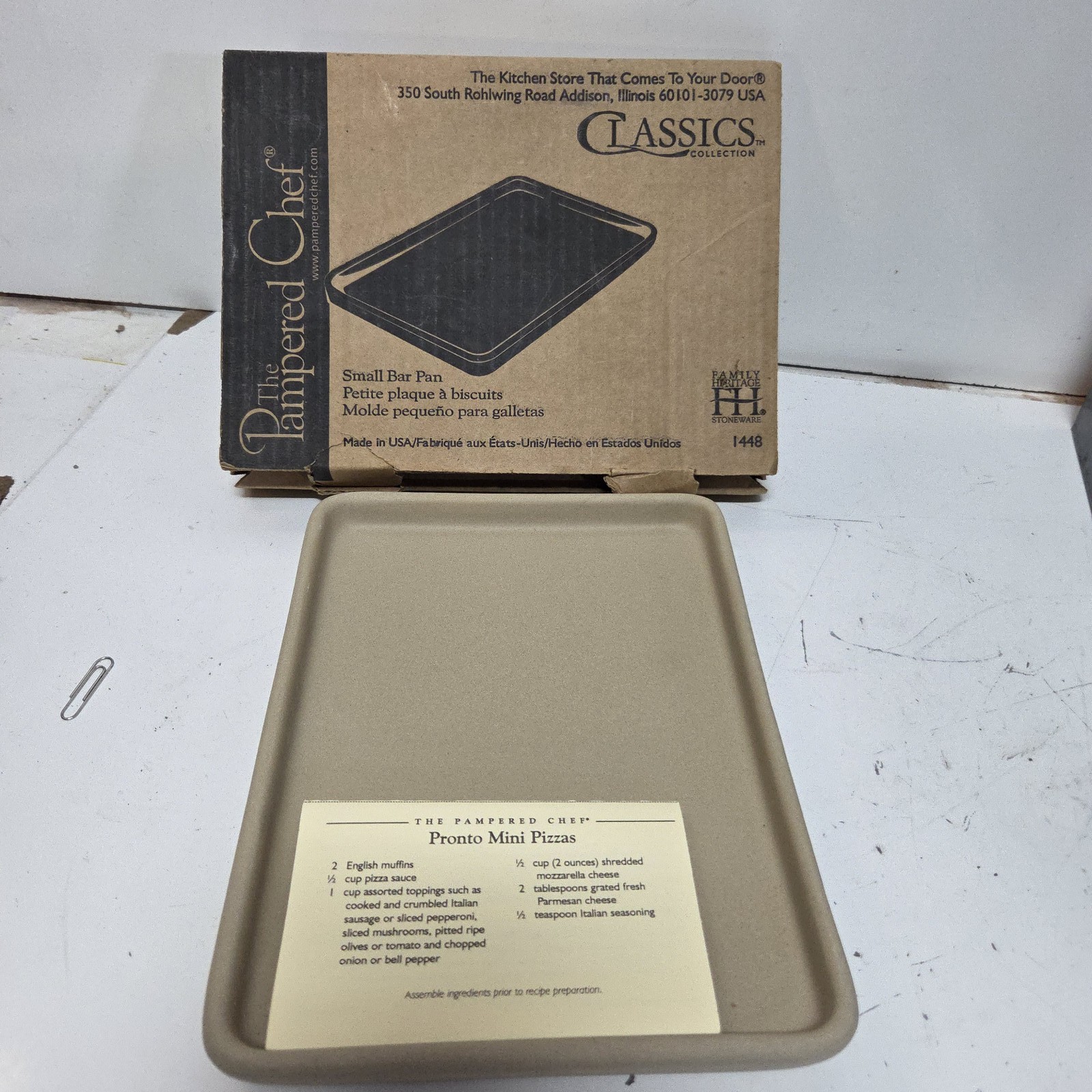 Pampered Chef Small Bar Pan 1448 - Classic Stoneware Baking Tray gallery