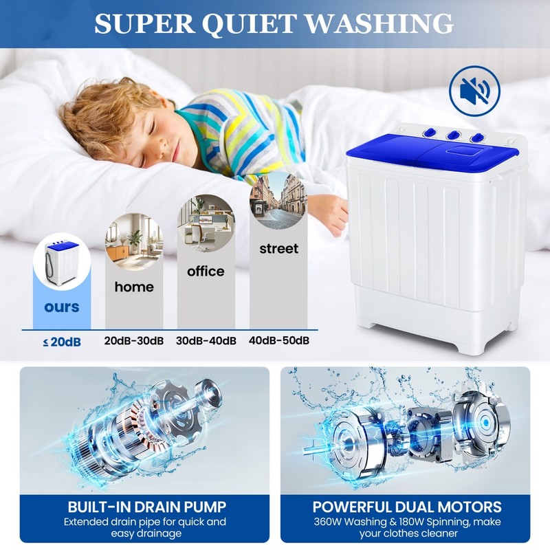 Portable Washing Machine 30LBS Twin-Tub Mini Compact Laundry Washer Combo Home⭐ gallery