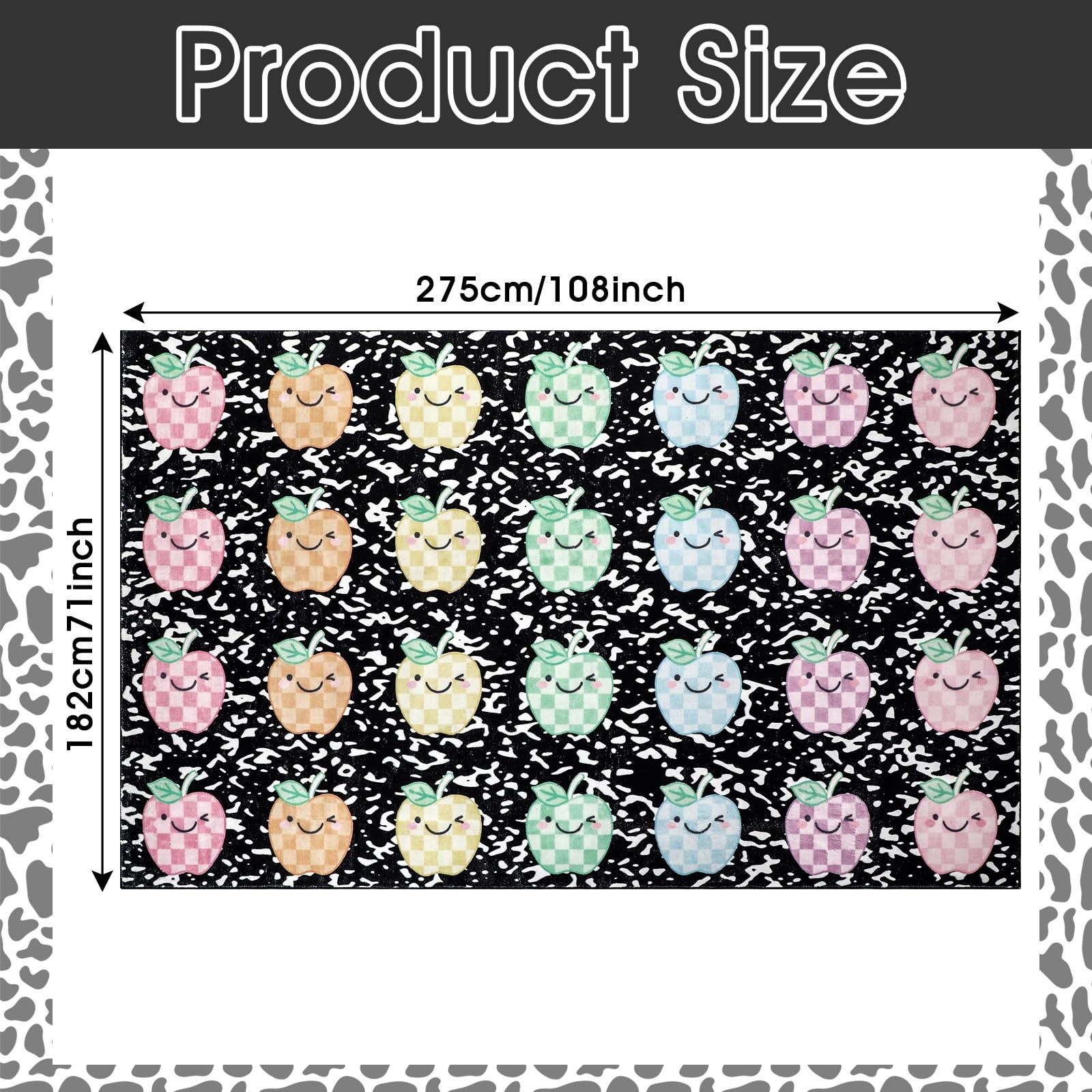 6 x 9ft Circle Time Rug Classroom Rug Apple Spots Black Multicolor Educationa... gallery