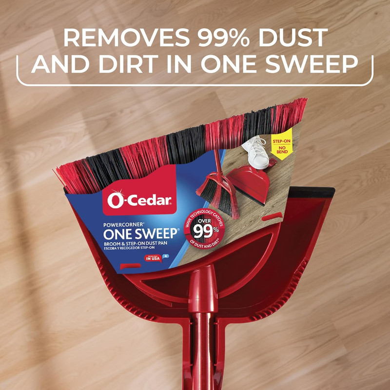 O-Cedar One Sweep Broom with Step-On Dustpan | Remove 99% with One Sweep | Light gallery