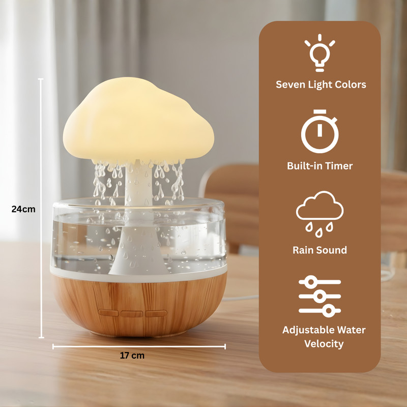 Rain Cloud Essential Oil Diffuser Humidifier 7 Color LED Light gallery