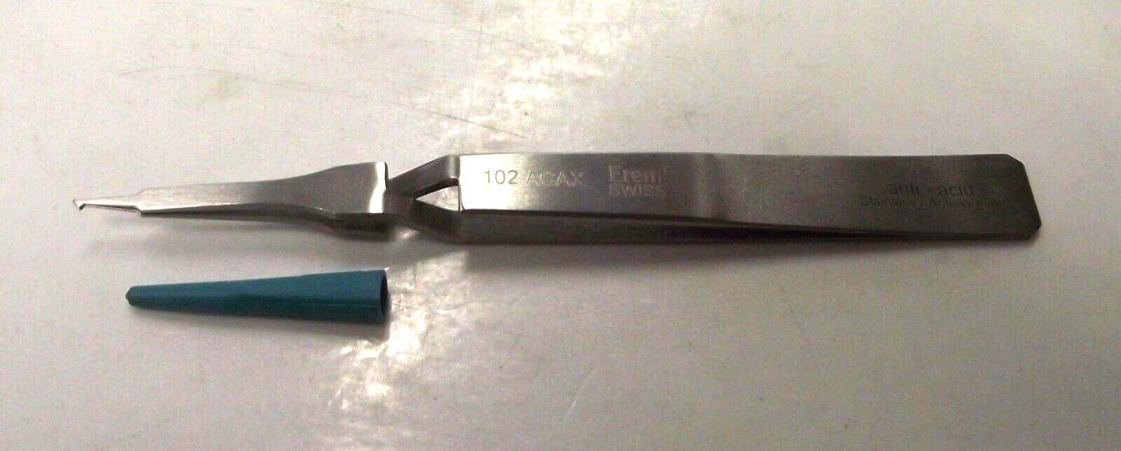 Erem 102ACAX Stainless Steel Angled Non Magnetic SMD Tweezer 4.52" Swiss gallery