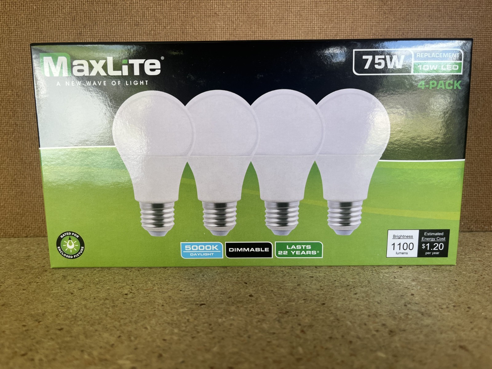 4 Pack Maxlite 10W LED Bulb = 75 watt replace A19 Daylight 5000K LED Light 75w gallery