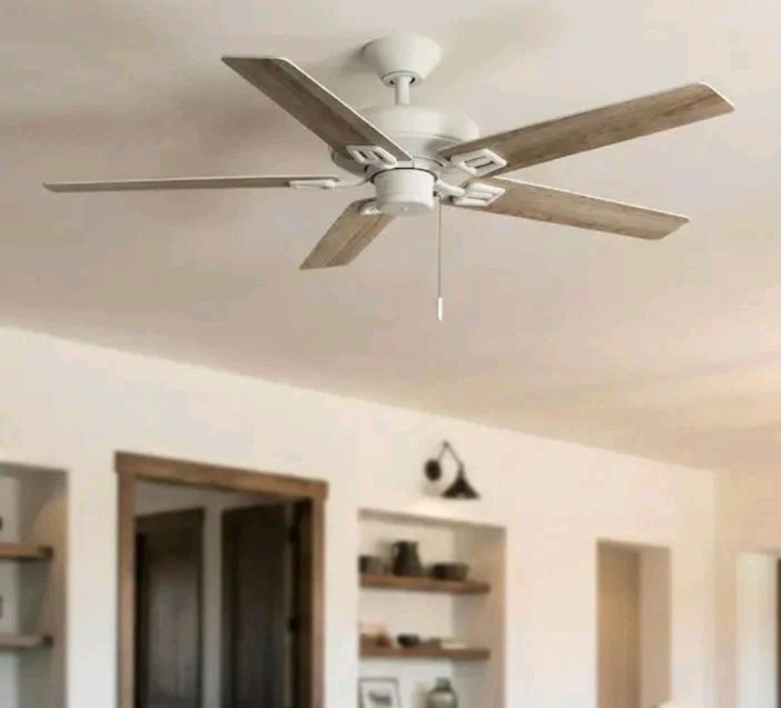 Hampton Bay Bayfield 52 in. Indoor Matte White Dry Rated Downrod Ceiling Fan gallery