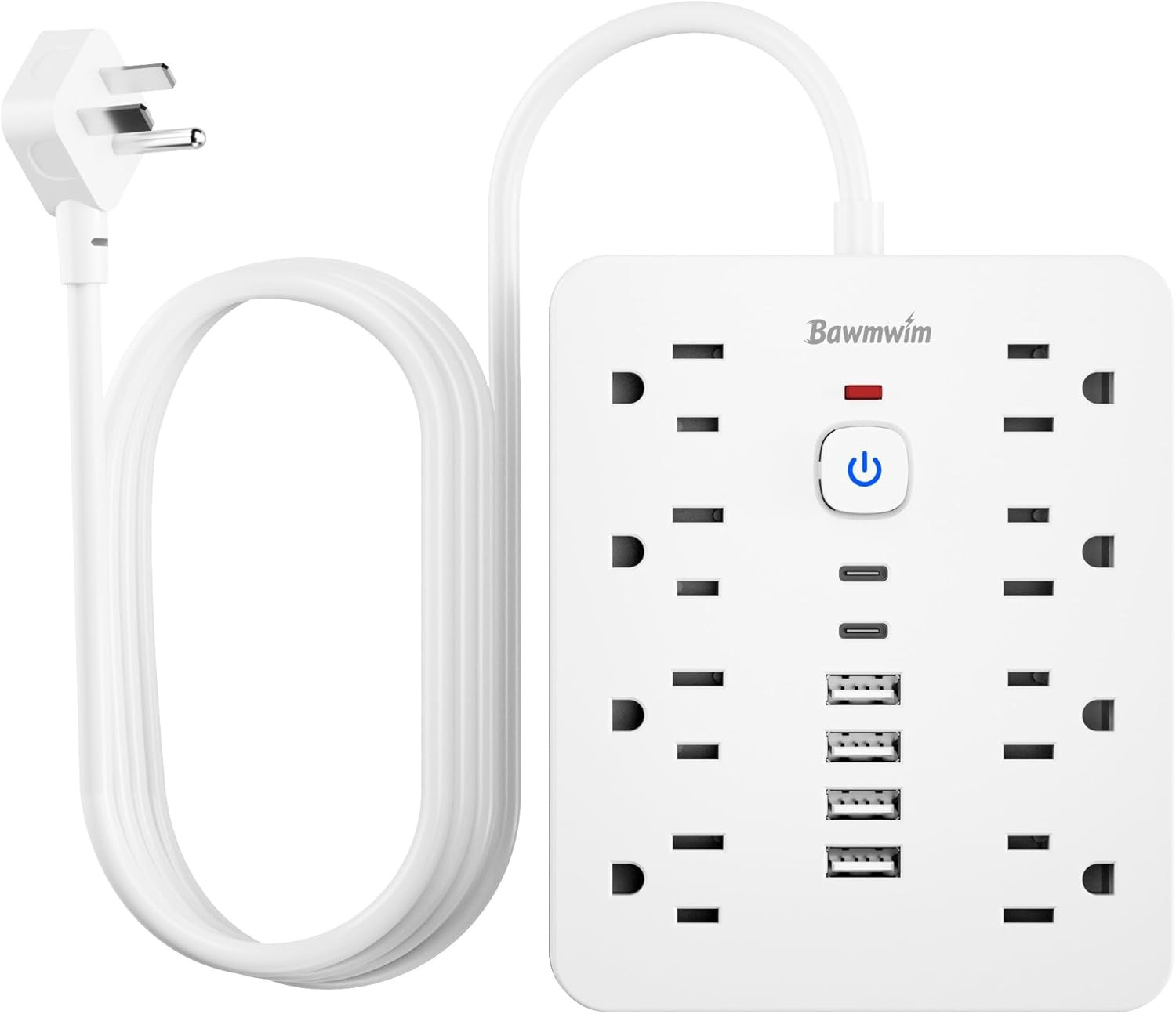 Surge Protector Power Strip - 8 Outlets(1850W/15A/14Awg) 4 USB A（2 USB C, 6FT Fl gallery