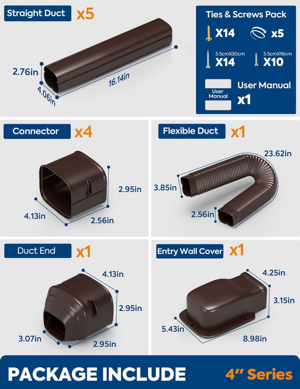 4'' x 9.5Ft Mini Split Line Set Cover with Flexible Duct, Upgrade PP Decorati... gallery