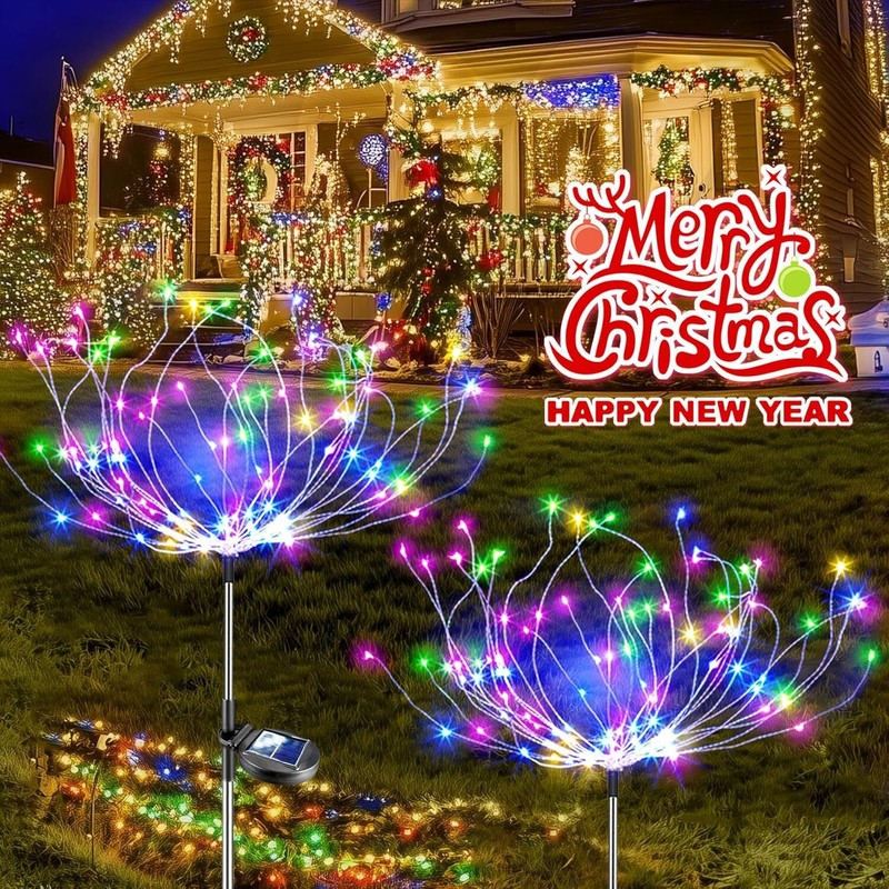 150 LED Solar Firework Lights Flower Outdoor Waterproof Path Lawn Garden Decor gallery