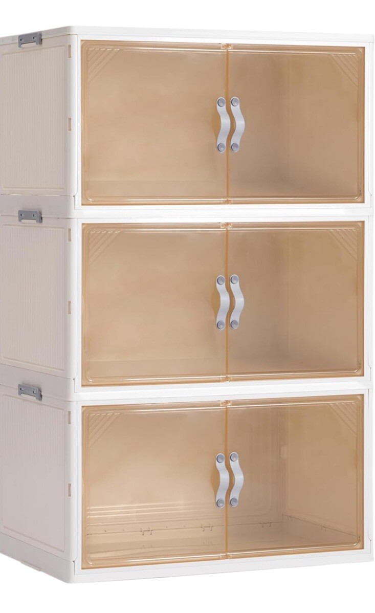 3 Pack - Collapsible Storage Cabinet - Foldable Storage Bins with Doors - 96 QT gallery