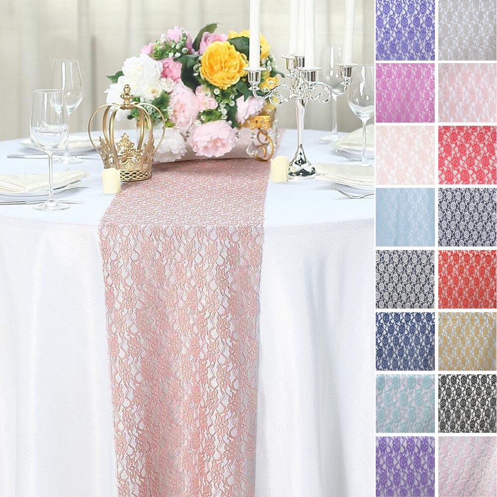 12" x 108" Floral Pattern Lace Table Runners Wedding Party Dinner Table Linens