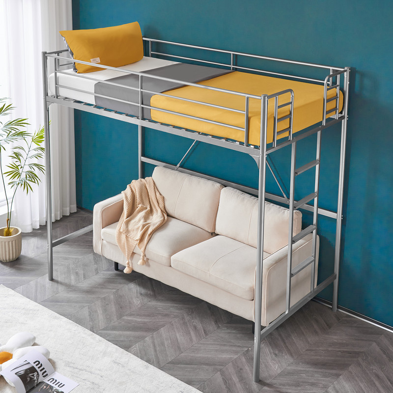 Twin Size Loft Bed with Stairs Removable Ladder & High Guardrail Space-Saving gallery