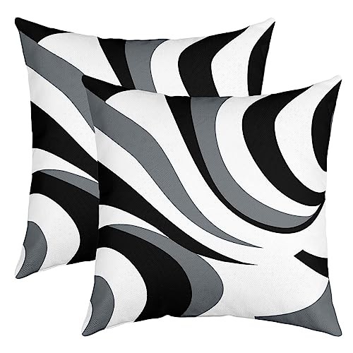 Black Grey White Geometric Reversible Throw 24" x 24" (Pack of 2) Multi 57 gallery