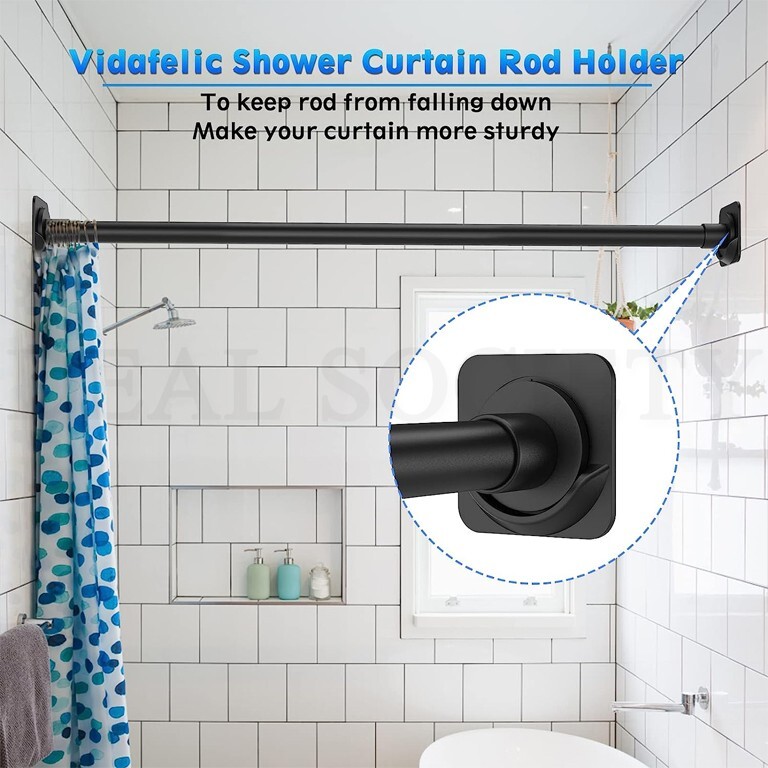4 Pack Adhesive Shower Curtain Rod Mount Holder for Wall Easy to Install Black gallery